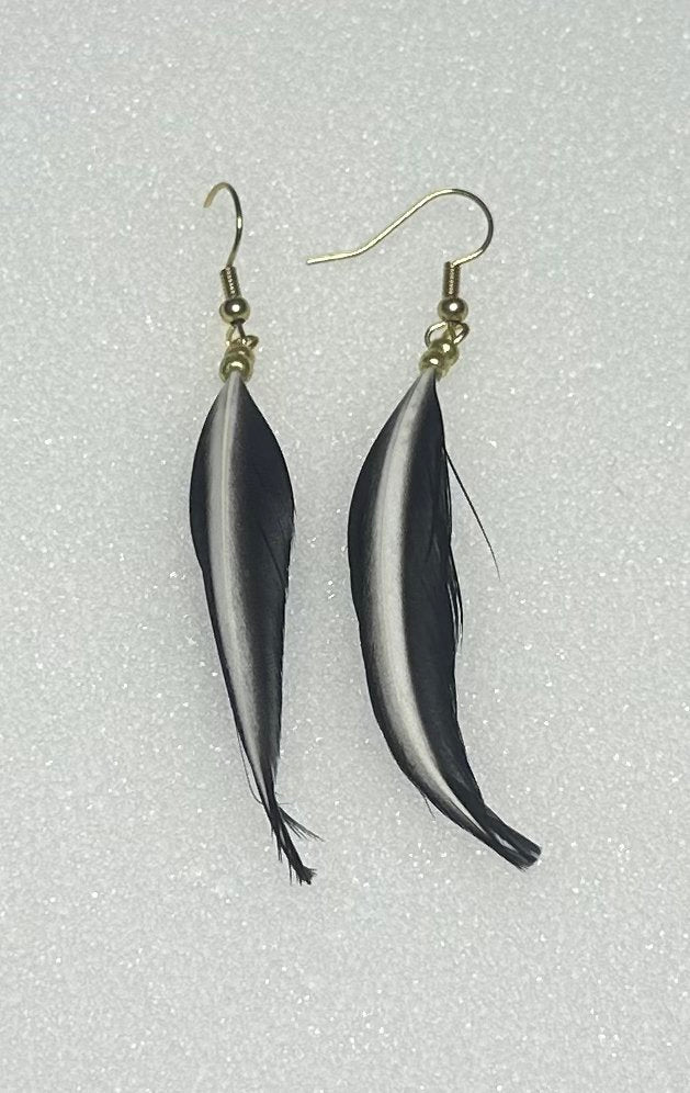 Hooded Merganser Feather Earrings by Dakota Feather Creations
