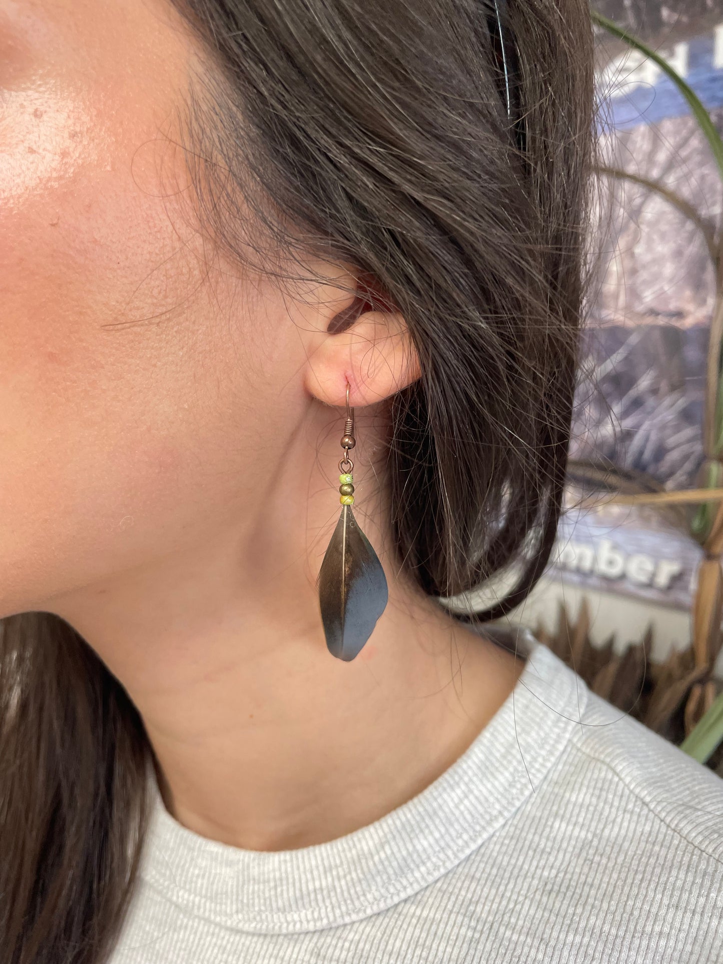 Cinnamon Teal Feather Earrings by Dakota Feather Creations