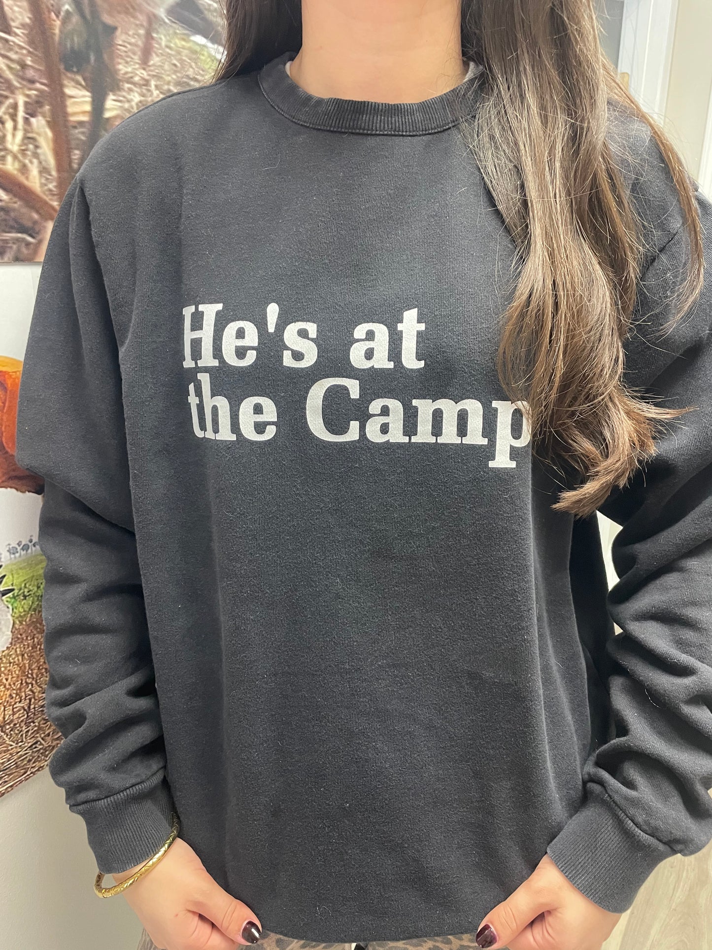 'He's at the Camp' Ladies Scoop Neck Tri Blend L/S Tee