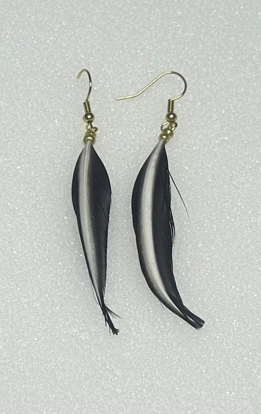 Hooded Merganser Feather Earrings by Dakota Feather Creations