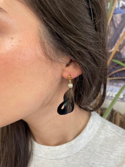 Mallard Drake Curly Q Feather Earrings by Dakota Feather Creations