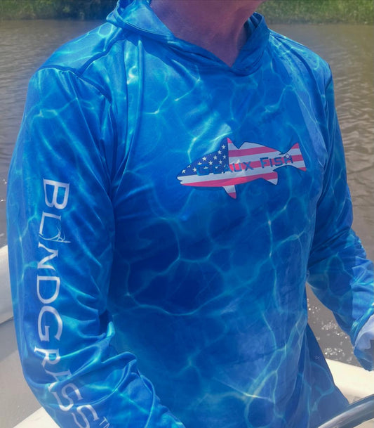 Lightweight Lycra Fishing Hoodie - Blue Water